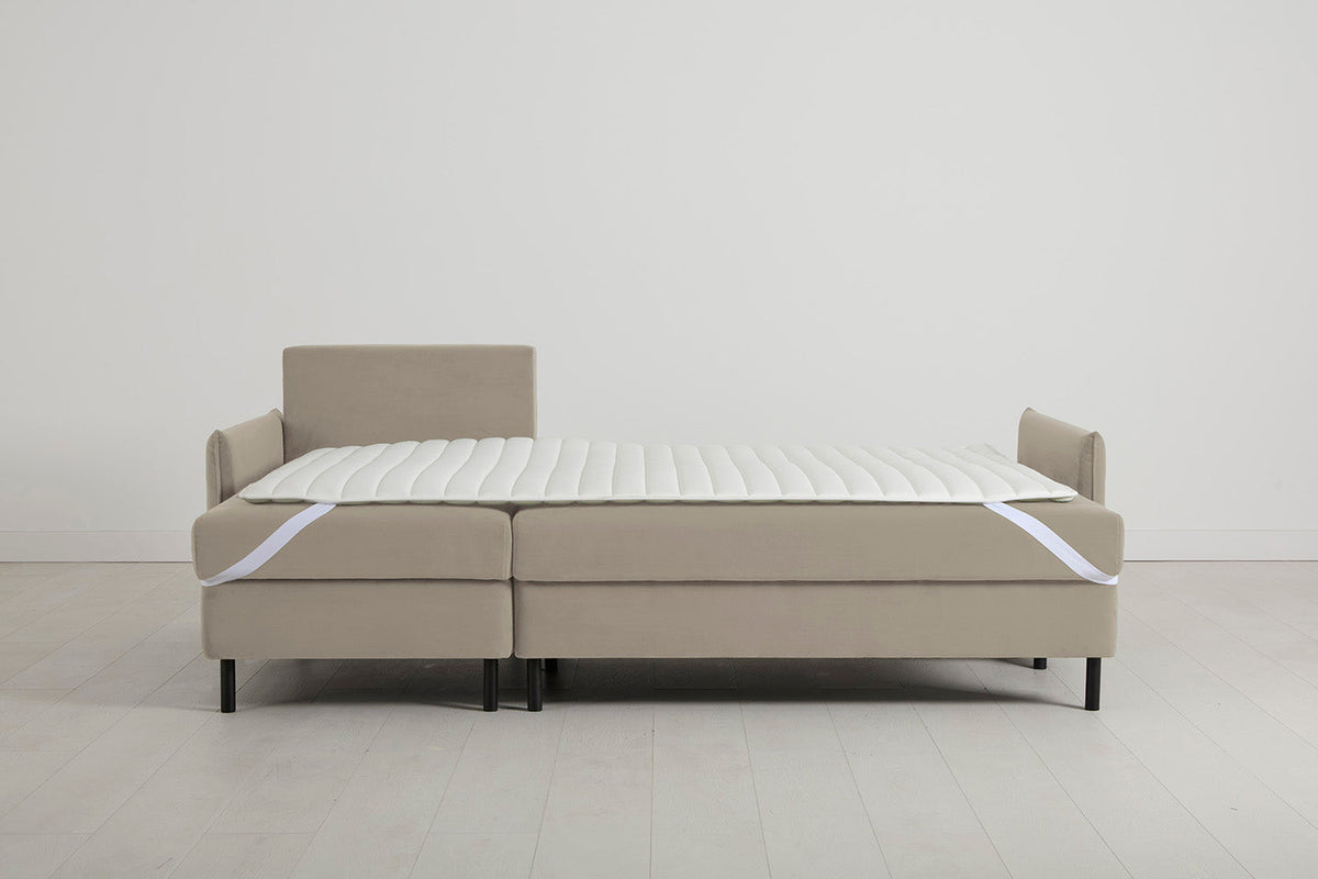 3-Seater Left Chaise Sofa Bed with Storage in cream velvet