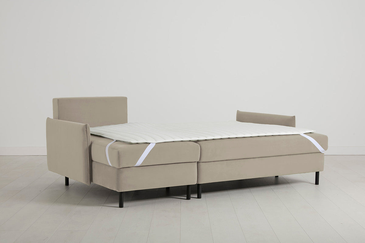 3-Seater Left Chaise Sofa Bed with Storage in cream velvet