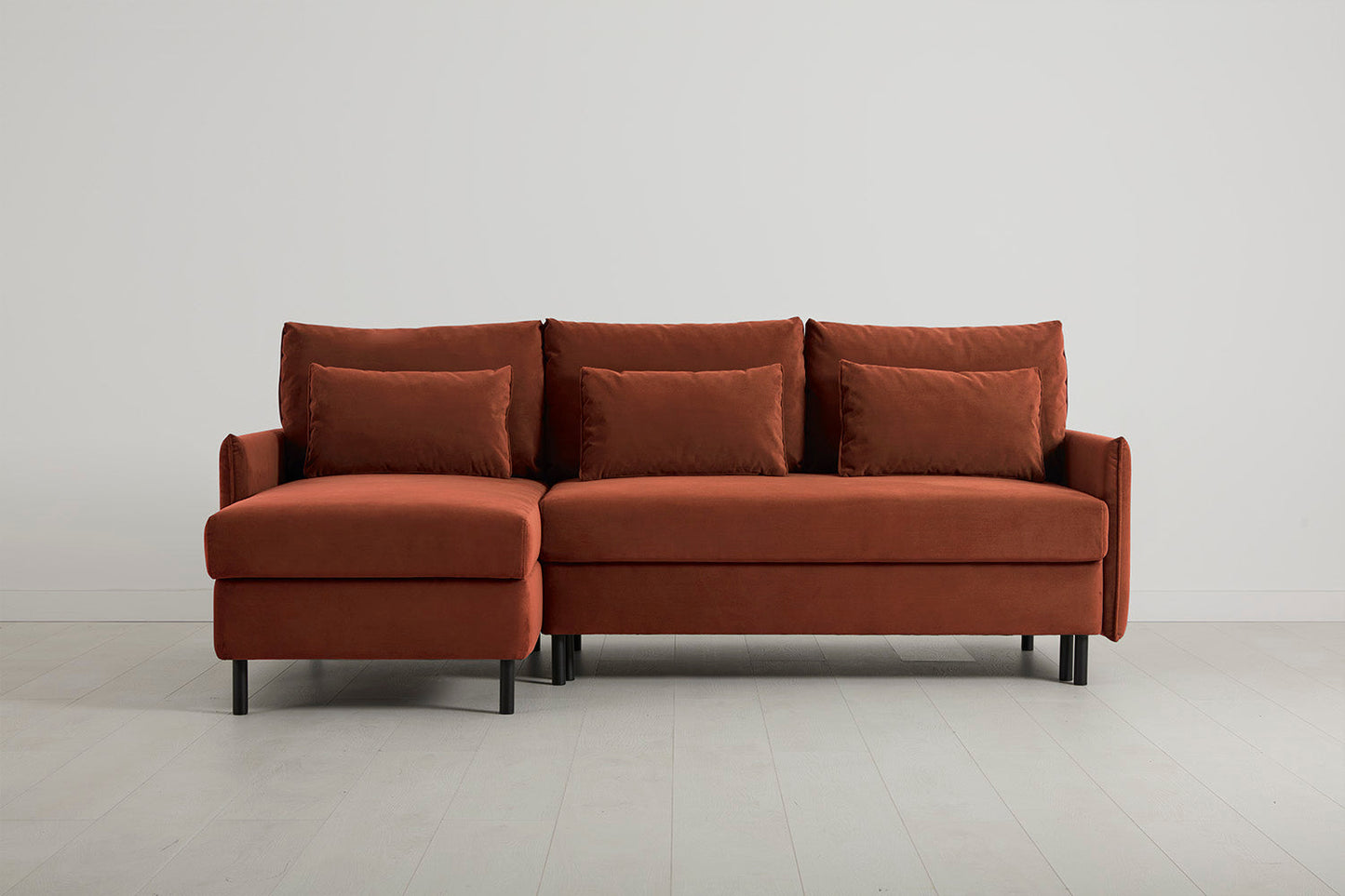 Model 12 Sofa Bed with Storage 3 Seater Left Chaise, Brick
