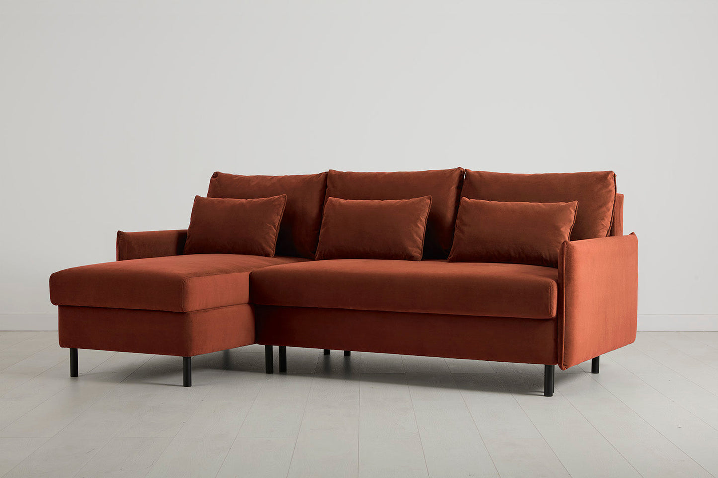 Model 12 Sofa Bed with Storage 3 Seater Left Chaise, Brick
