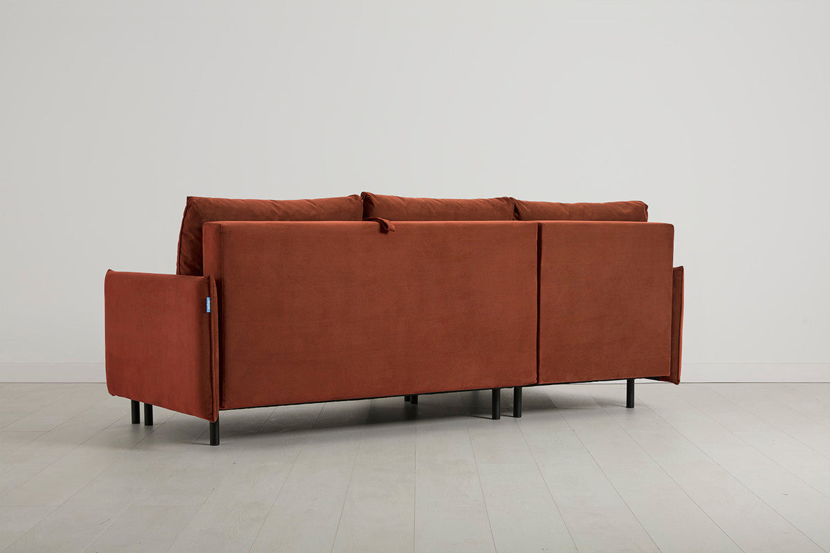 Model 12 Sofa Bed with Storage 3 Seater Left Chaise, Brick
