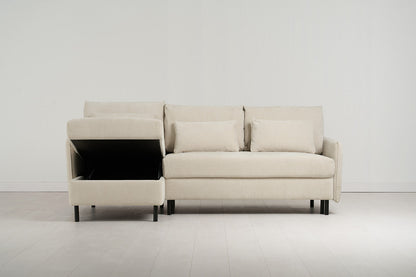 Model 12 Sofa Bed with Storage 3 Seater Left Chaise, Chalk