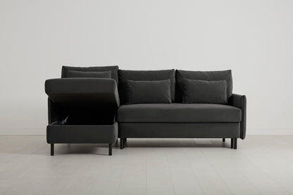 3-Seater Left Chaise Sofa Bed with Storage in grey velvet