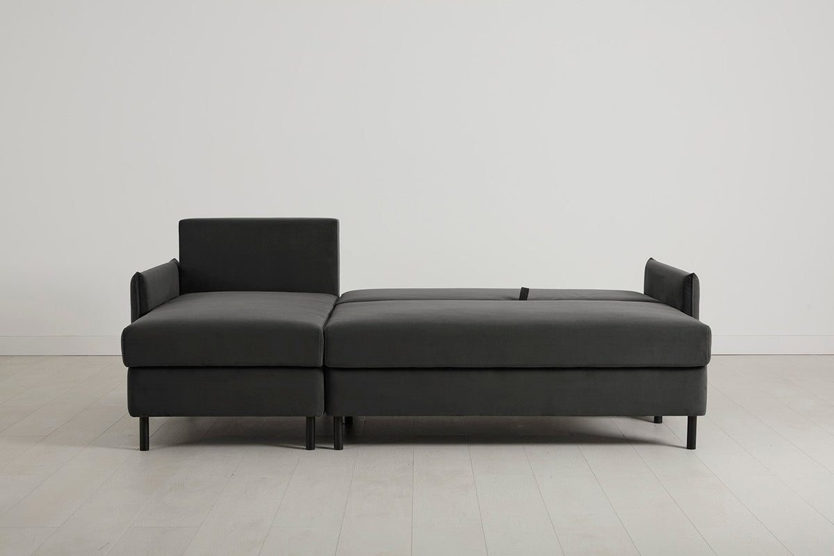 Model 12 Sofa Bed with Storage 3 Seater Left Chaise, Charcoal