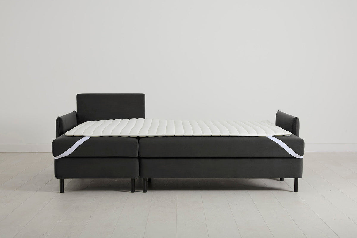3-Seater Left Chaise Sofa Bed with Storage in grey velvet