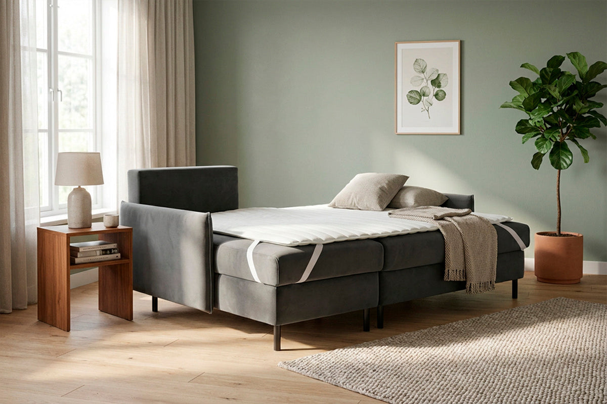 3-Seater Left Chaise Sofa Bed with Storage in grey velvet