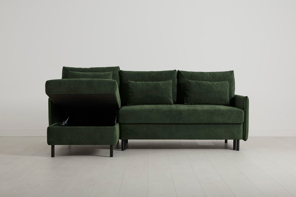 Model 12 Sofa Bed with Storage 3 Seater Left Chaise, Conifer