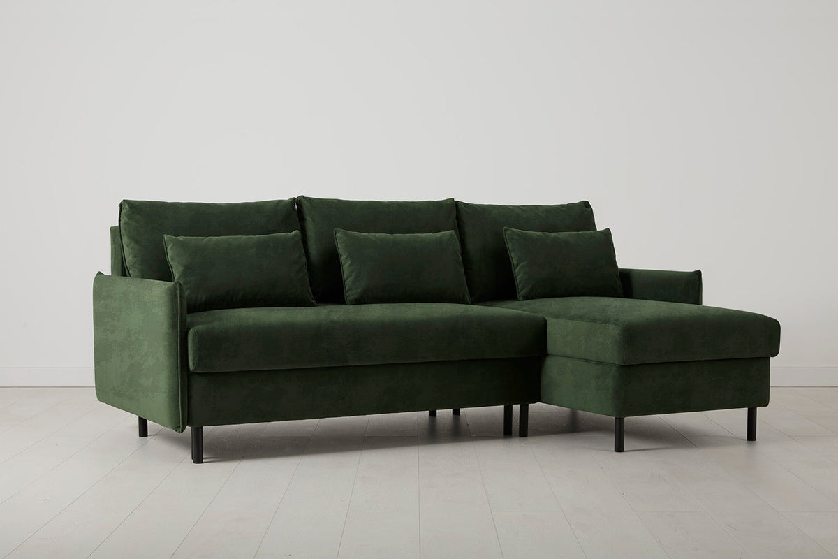 Model 12 Sofa Bed with Storage 3 Seater Right Chaise, Conifer