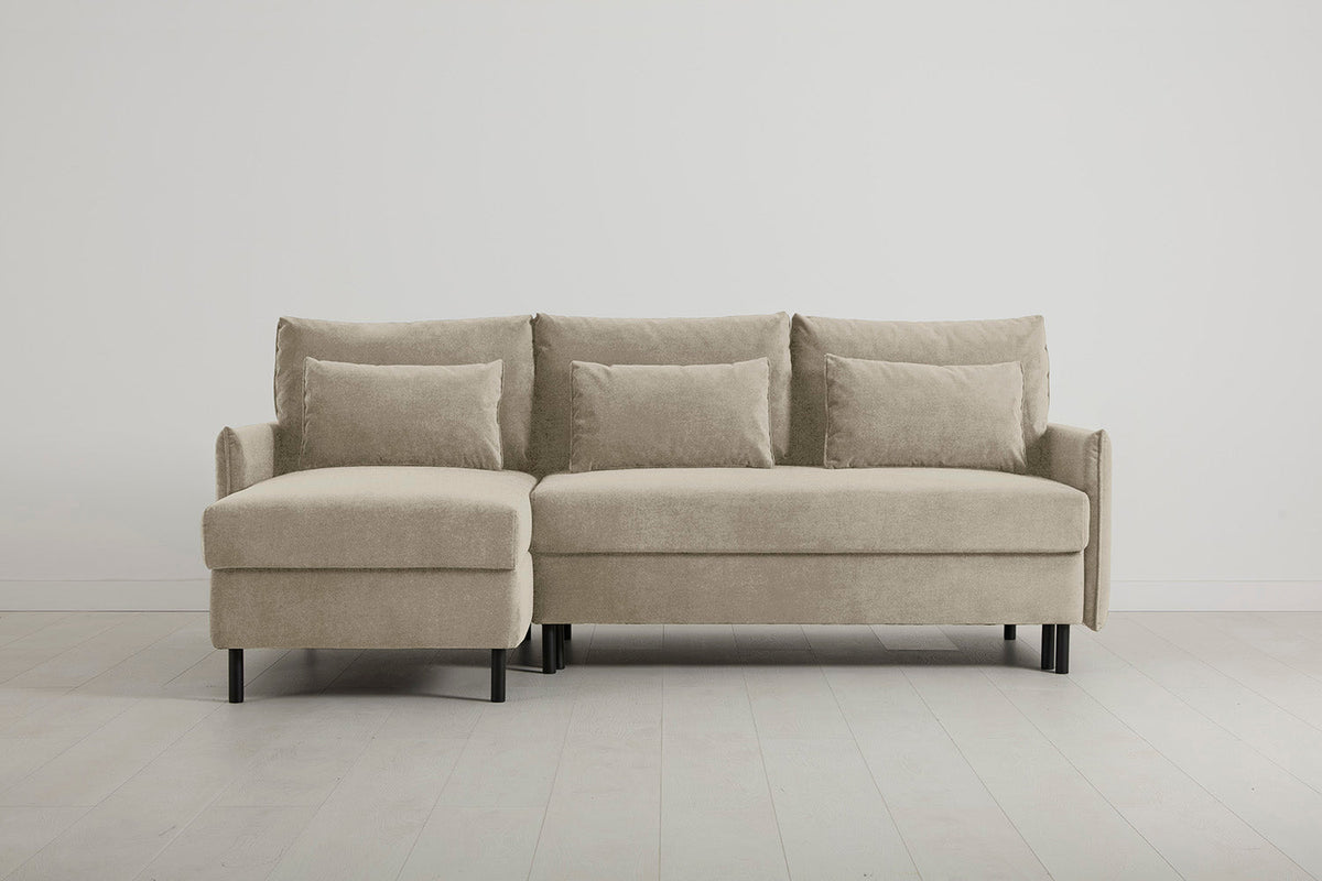 Model 12 Sofa Bed with Storage 3 Seater Left Chaise, Flax