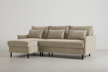 Model 12 Sofa Bed with Storage 3 Seater Left Chaise, Flax