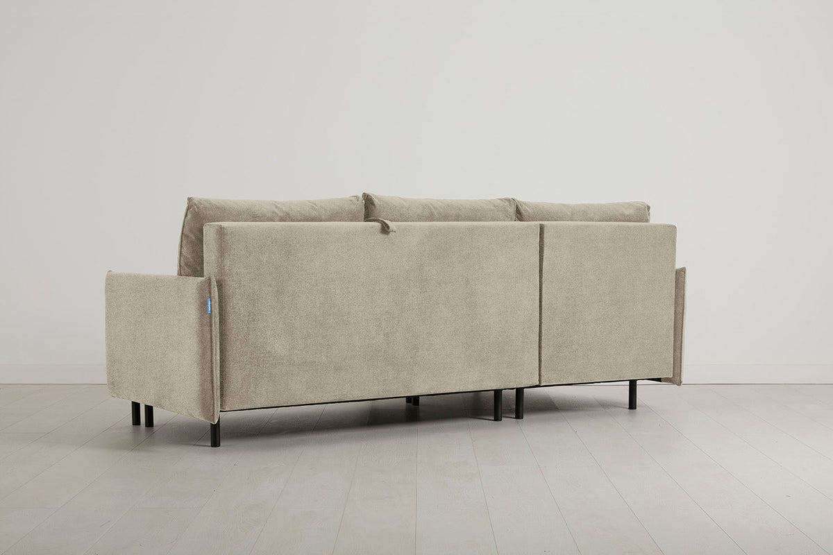 Model 12 Sofa Bed with Storage 3 Seater Left Chaise, Flax