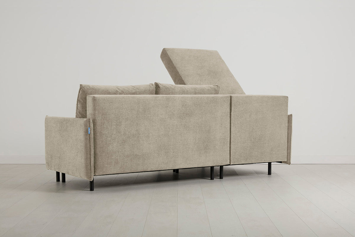 Model 12 Sofa Bed with Storage 3 Seater Left Chaise, Flax