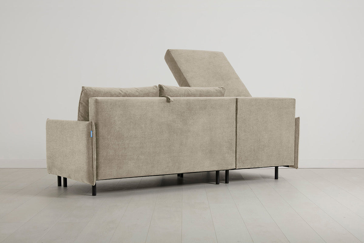 Model 12 Sofa Bed with Storage 3 Seater Left Chaise, Flax