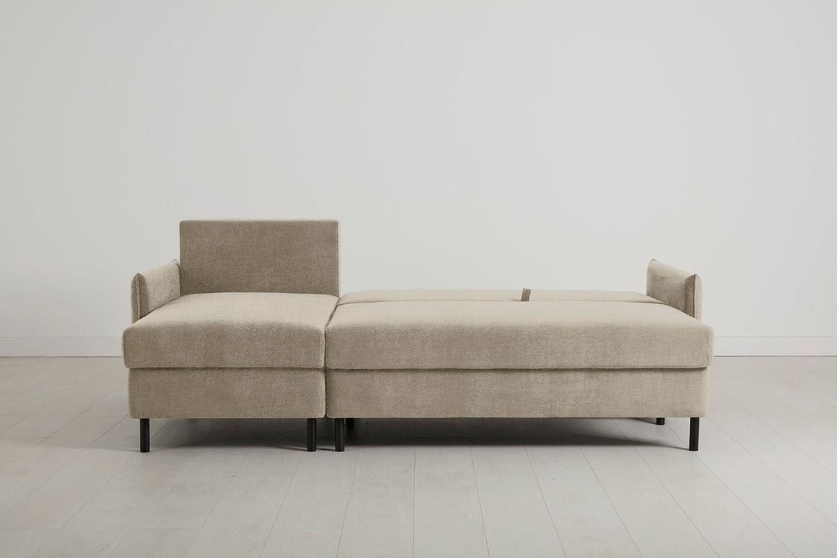 Model 12 Sofa Bed with Storage 3 Seater Left Chaise, Flax