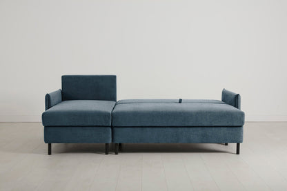 3-Seater Left Chaise Sofa Bed with Storage in blue chenille