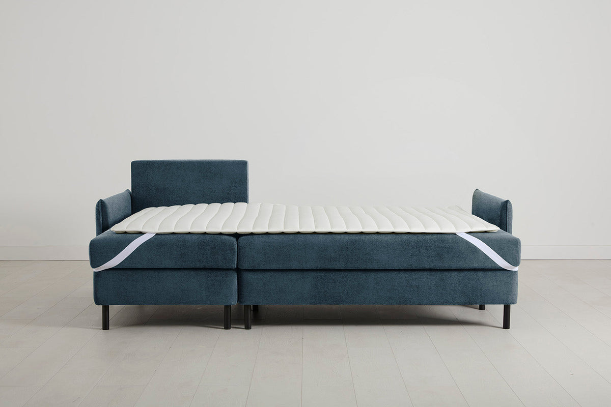 3-Seater Left Chaise Sofa Bed with Storage in blue chenille