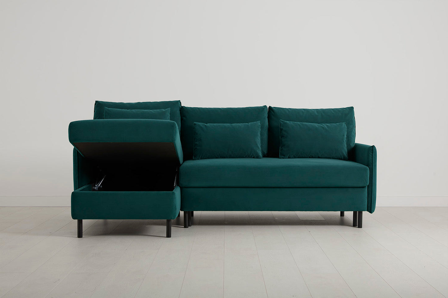 Model 12 Sofa Bed with Storage 3 Seater Left Chaise, Kingfisher