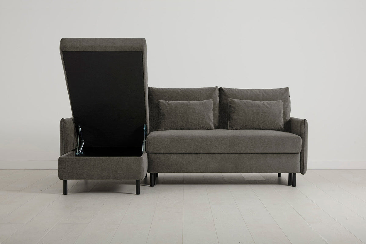 Model 12 Sofa Bed with Storage 3 Seater Left Chaise, Mink