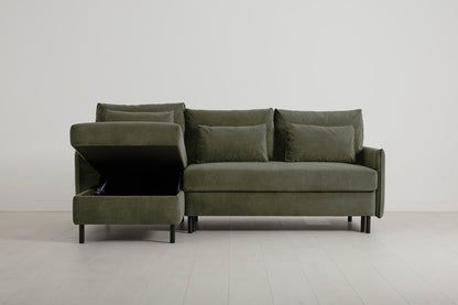 Model 12 Sofa Bed with Storage 3 Seater Left Chaise, Pine