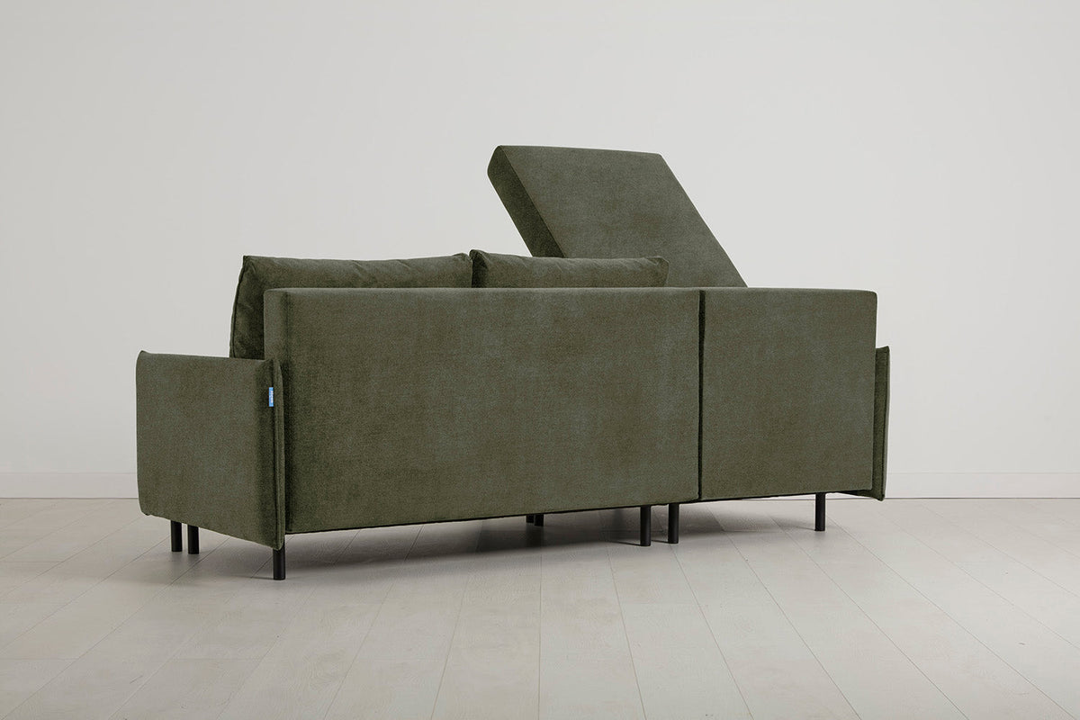 Model 12 Sofa Bed with Storage 3 Seater Left Chaise, Pine
