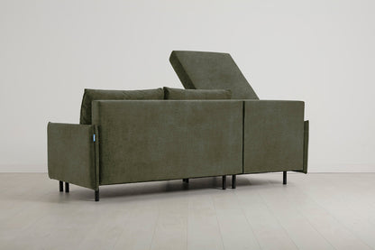 Model 12 Sofa Bed with Storage 3 Seater Left Chaise, Pine