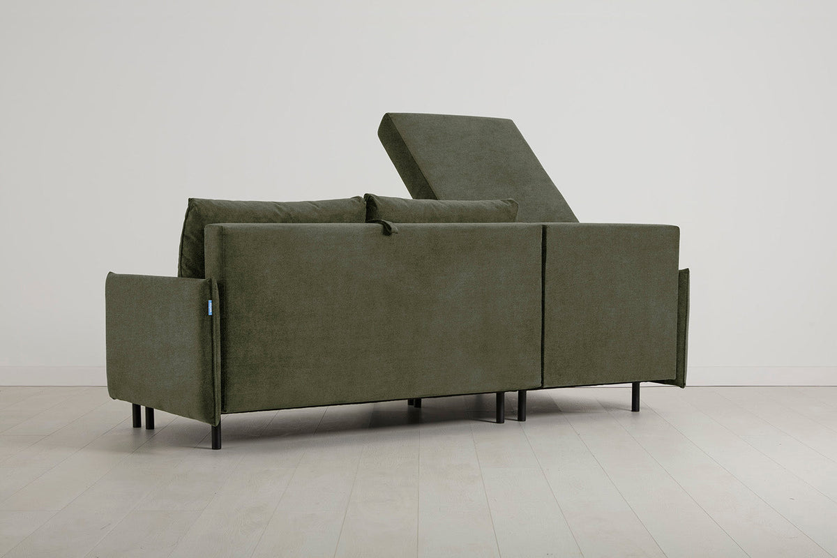 Model 12 Sofa Bed with Storage 3 Seater Left Chaise, Pine