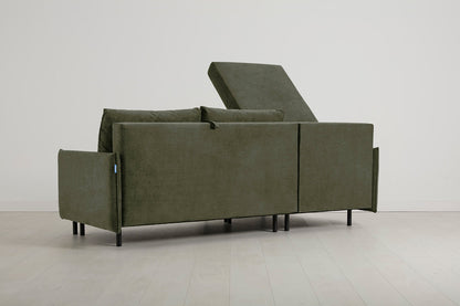 Model 12 Sofa Bed with Storage 3 Seater Left Chaise, Pine