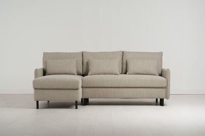 Model 12 Sofa Bed with Storage 3 Seater Left Chaise, Pumice