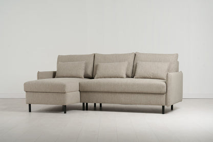 Model 12 Sofa Bed with Storage 3 Seater Left Chaise, Pumice