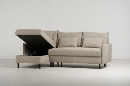 Model 12 Sofa Bed with Storage 3 Seater Left Chaise, Pumice