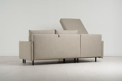 Model 12 Sofa Bed with Storage 3 Seater Left Chaise, Pumice
