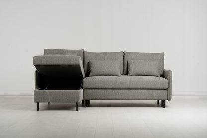 Model 12 Sofa Bed with Storage 3 Seater Left Chaise, Shadow