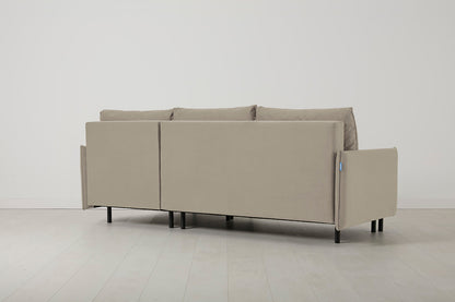 3-Seater Right Chaise Sofa Bed with Storage in cream velvet