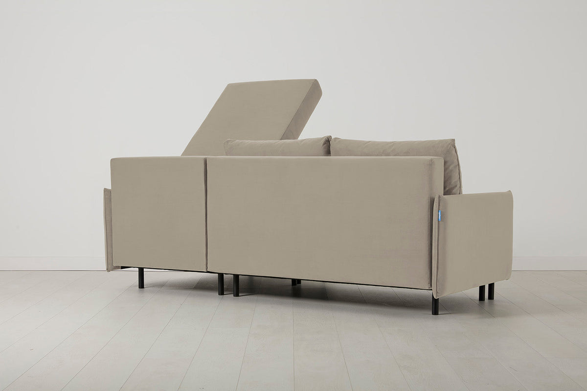 Model 12 Sofa Bed with Storage 3 Seater Right Chaise, Bone