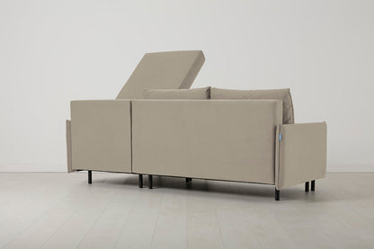 3-Seater Right Chaise Sofa Bed with Storage in cream velvet