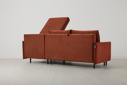 Model 12 Sofa Bed with Storage 3 Seater Right Chaise, Brick