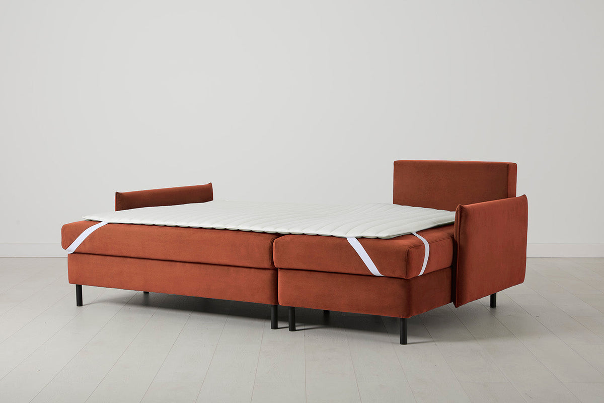 Model 12 Sofa Bed with Storage 3 Seater Right Chaise, Brick