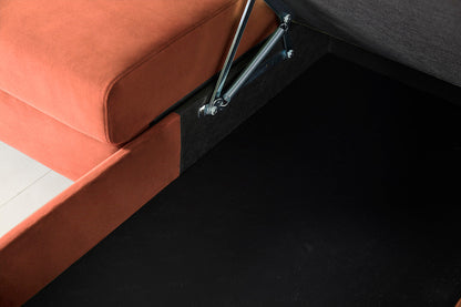 Model 12 Sofa Bed with Storage 3 Seater Left Chaise, Brick