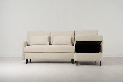 Model 12 Sofa Bed with Storage 3 Seater Right Chaise, Chalk