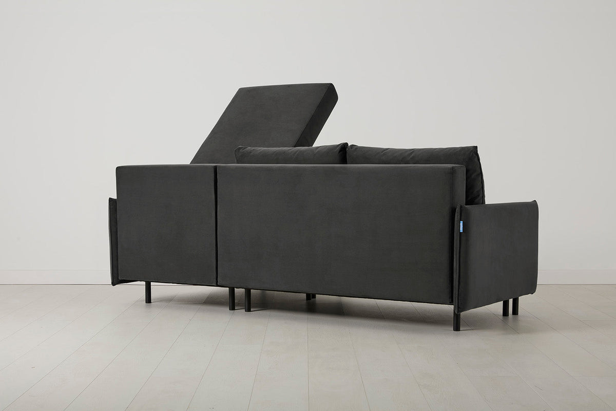 Model 12 Sofa Bed with Storage 3 Seater Right Chaise, Charcoal