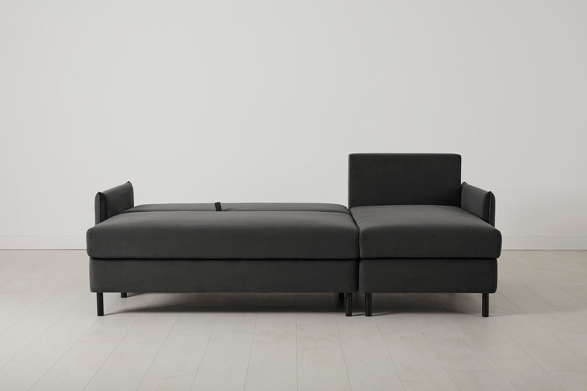 Model 12 Sofa Bed with Storage 3 Seater Right Chaise, Charcoal