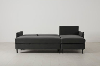 3-Seater Right Chaise Sofa Bed with Storage in grey velvet