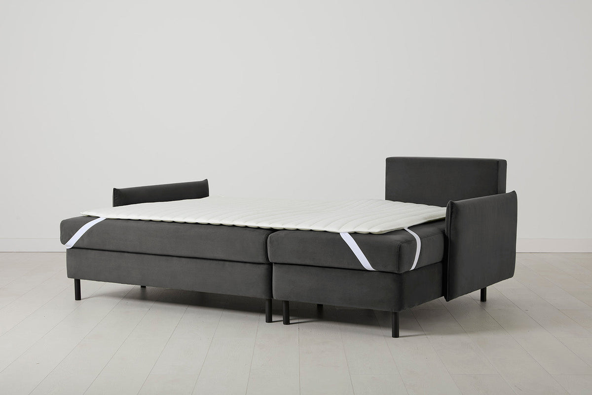 3-Seater Right Chaise Sofa Bed with Storage in grey velvet