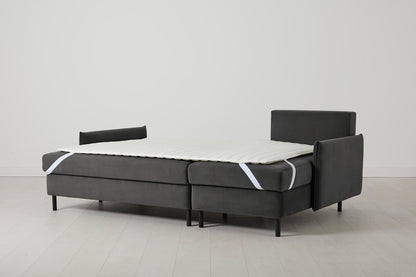 3-Seater Right Chaise Sofa Bed with Storage in grey velvet
