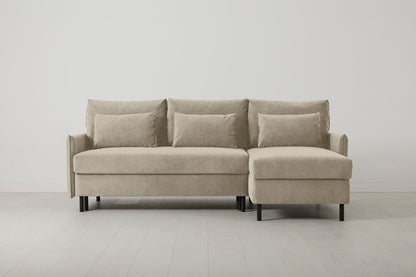 Model 12 Sofa Bed with Storage 3 Seater Right Chaise, Flax