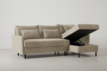 Model 12 Sofa Bed with Storage 3 Seater Right Chaise, Flax