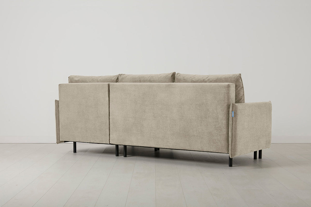 Model 12 Sofa Bed with Storage 3 Seater Right Chaise, Flax