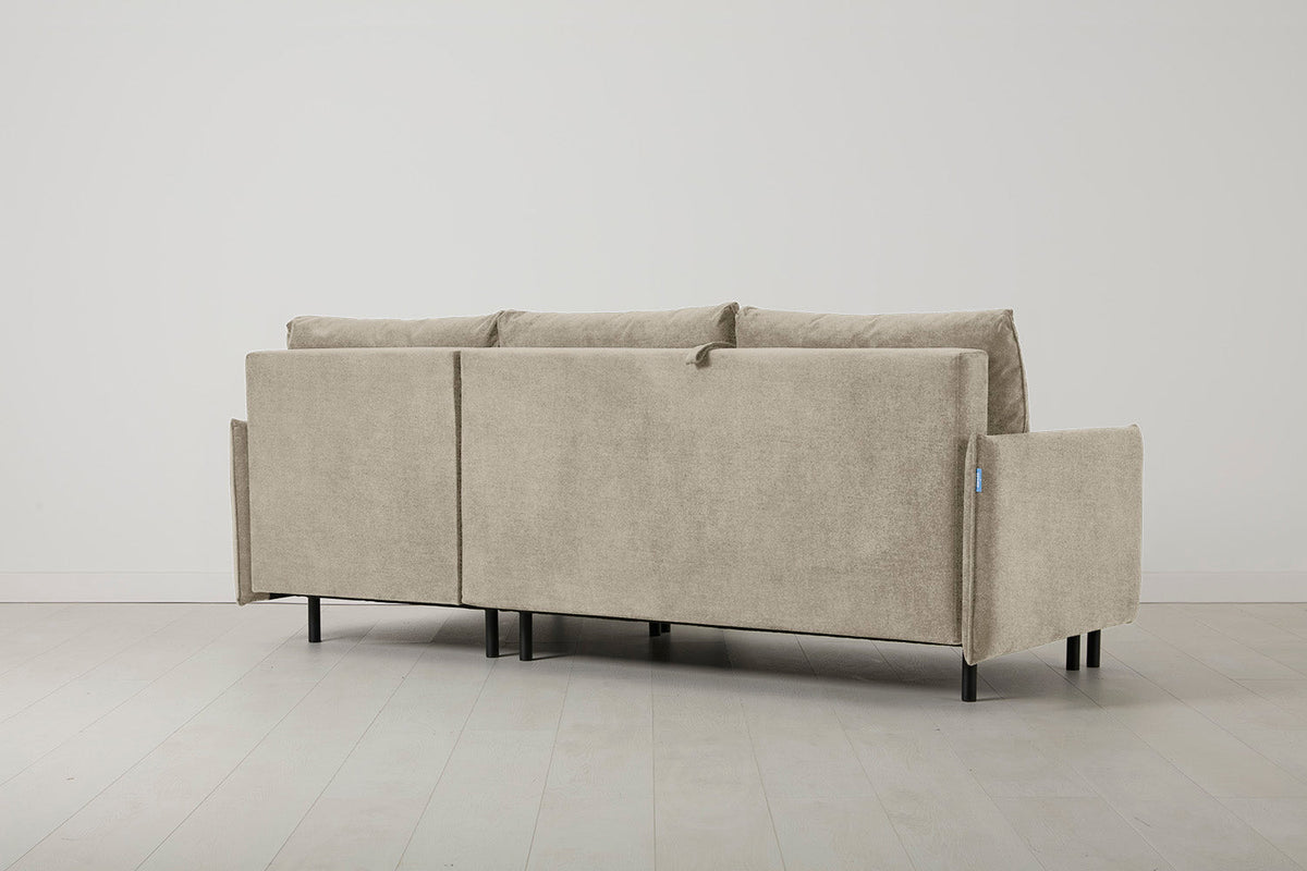 Model 12 Sofa Bed with Storage 3 Seater Right Chaise, Flax