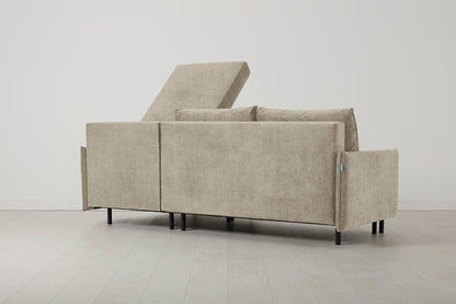 Model 12 Sofa Bed with Storage 3 Seater Right Chaise, Flax