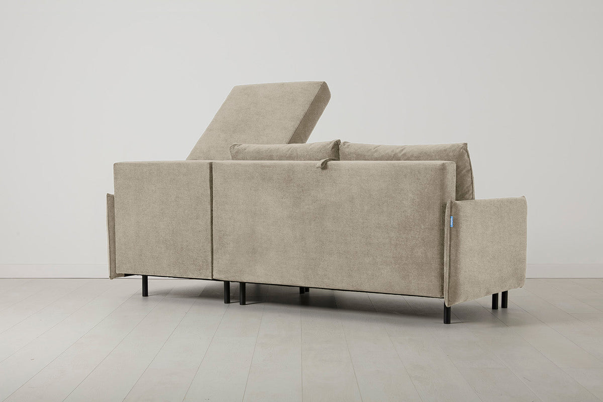 Model 12 Sofa Bed with Storage 3 Seater Right Chaise, Flax